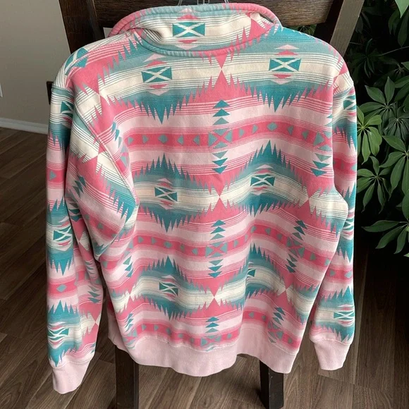 Ariat Pink and Teal Geometric Half-Zip Pullover - Picture 3 of 3